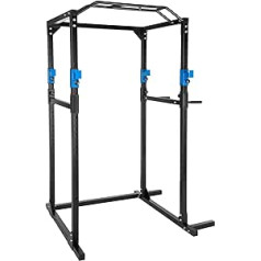 tectake spēkstacija fitnesa stacija Power Rack Power Cage uzvelkams dubultstieņa izturīgs rāmis, kas izgatavots no tērauda cauruļu modeļiem