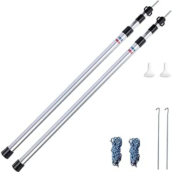 your GEAR 2 x Aluminium Telescopic Pole 90-230 cm, Telescopic Tent Pole, Tarp Pole Made of Aluminium, Standing Pole in Set with 2 Poles