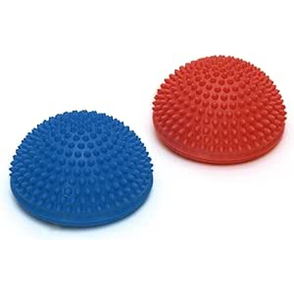 SISSEL Spiky Dome, Balance-Kugel, Gymnastik Igelball mit Noppen, 2-er-Set, blau und rot