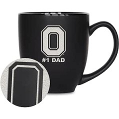 Rico Industries NCAA Ohaio štata Buckeyes #1 Dad 16oz ar lāzeru gravēta matēta melna keramikas bistro krūze karstiem vai aukstiem dzērieniem