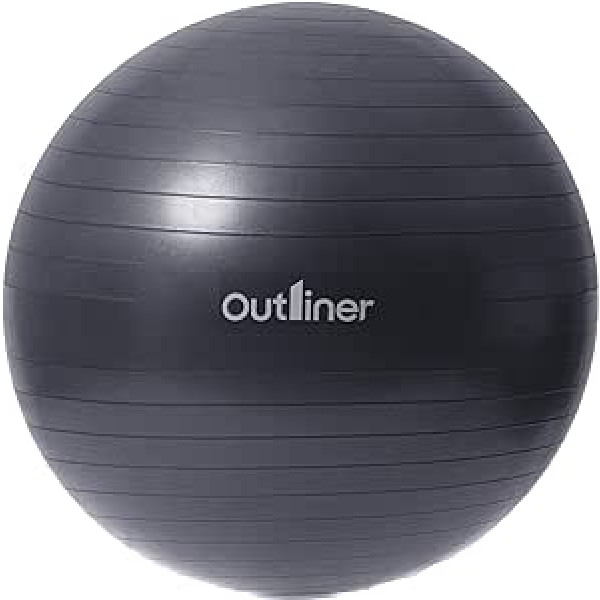 OUTLINER Gymnastics Ball 85 cm Training Ball, Pilates Ball, Pregnancy Ball, Robust and Non-Slip, Gymnastics Ball for Stability Training, Body Tightening, Dark Grey