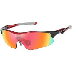 DUCO Fahrradbrille Herren und Damen Sportbrille Outdoor Sonnenbrille für Sportler mit 5 austauschbare Gläser UV400 0020