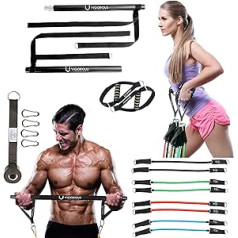 VI Resistance Band for Fitness, Workout Pilates Bands Bar, Adjustable 3-Piece Pilates Bar for Resistance Bands, Durable Portable Steel Pilates Resistance Bar, Portable Pilates Bar Kit