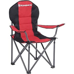 SONGMICS Camping Chair Folding Chair Comfortable Foam Padded Seat with Bottle Holder Heavy Duty Max Load 250kg Outdoor Chair