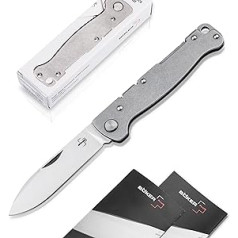 Böker Plus® Atlas Backlock Droppoint Pocket Knife - Two-Handed Knife with Metal Handle Made of Stainless Steel - Small EDC Knife with Clip & 2.8