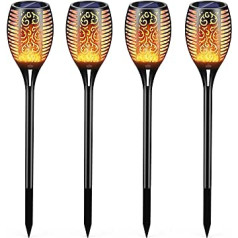 gabless Solar Garden Torches, Pack of 4, Solar Lights for Outdoors, Solar Torches, Flame Light, 33 LED, Solar Lights Garden Outdoor with Flame Effect, IP65 Waterproof, Solar Lights for Outdoors,