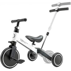 XJD 4-in-1 bērnu trīsriteņa līdzsvara velosipēds ar stumšanas stieni 10–36 mēnešiem veciem zēniem, meiteņu skriešanas velosipēds bērniem Bērnu trīsritenis ar regulējamu sēdekli un noņemamu pedāli, staigāšanas palīgierīce, balta