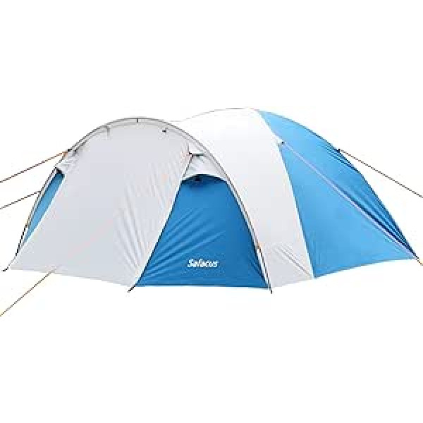 SAFACUS 4 Man Camping Tent, with Porch, Igloo Tent for 4 People, Lightweight, Sturdy, Double Walled, Waterproof Dome Tent, Mosquito Protection, Ventilation System, Outdoor, Festival