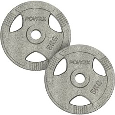 POWRX Olympia svara šķīvji 2,5 - 40 kg 2 komplekts ideāli piemērots hantelēm un stieņiem ar diametru 50 mm