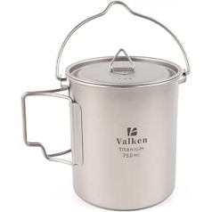 Valken Titanium Pot 750ml Ultralight Camping Coffee Cup Pot with Lid and Handle