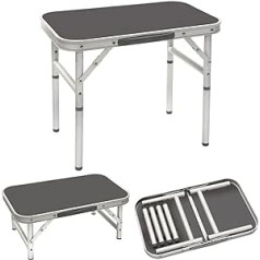 Bo-Camp alumīnija mini kempinga galds sānu galds čemodāns galda dārzs 2 augstumi 34x56 pelēks
