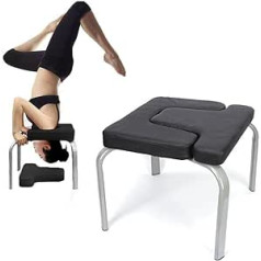 SABUIDDS Yoga Chair Headstand Stool Jogas krēsls uz galvas stāvošs krēsls mājas un sporta zāles tērauda un PU polsterējuma jogai, Asana vingrošanas krēsls, fitnesa un meditācijas relaksācija, 200 kg kravnesība, melns