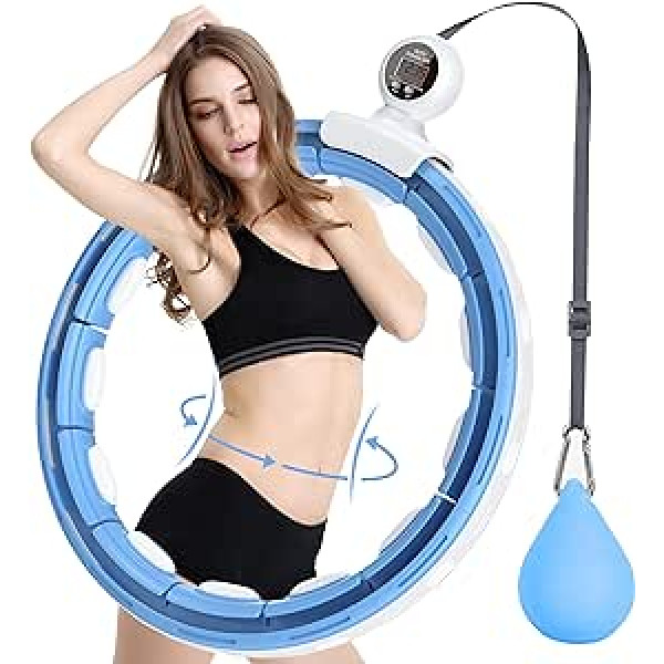 Coollia Smart Fitness Hoop, Smart Hula Hoop Adult svara zaudēšanai un fitnesam ar masāžas nūjām un 16 mezgliem noņemamu regulējamu klusu ar viedo skaitītāju