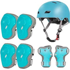 LANOVAGEAR Protective Set Children's Protectors Inline Protective Equipment Children's Knee Pads Set with Helmet for Inline Skateboard Bicycle Roller Skates 2-14 Years