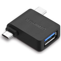 UGREEN 2in1 adapteris OTG USB-A 3.0 līdz USB-C + mikro-USB melns