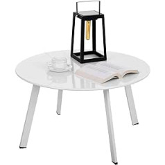 Fokebel metāla sānu galds, apaļš dārza sānu galds, dīvāna galds kafijas galdiņš un kafijas galdiņš ar regulējamām galda kājām (balts, diametrs 70 x 40 cm)