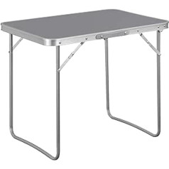 WOLTU CPT8135gr Kempinga galds Saliekamais ceļojumu galds ar rokturi 70 x 50 x 60 cm (G x P x A) Saliekamais dārza galds izgatavots no alumīnija un MDF piknika pludmalei āra pelēks