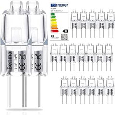 BENMA G4 halogēna spuldze 12 V, 20 W halogēna, halogēna tapu pamatnes lampa 3000 K silti balta aptumšojama spuldze, iepakojumā 20