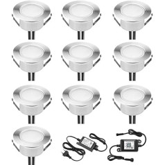 INDARUN Set of 10 LED Recessed Floor Lights Outdoor Warm White Diameter 45 mm WiFi Patio Recessed Spotlights LED Patio Lighting IP67 Waterproof Floor Light for Kitchen Garden Stairs