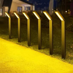 Lenlun Solar Pathway Lights, 6 Pack Aluminum Solar Powered Outdoor Waterproof Solar Powered with Warm White LED Lights, Landscape Path Lighting for Driveway, Patio, Yard