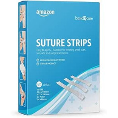 Amazon Basic Care - 60 x Hypoallergenic Sterile Wound Fastening Strips - 4 Sizes