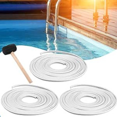 3 Pieces 60ft Swimming Pool Liner Lock Roll Pool Bead Lock White Pool Liner Beads Wedge Lock Flexible Beads Pool Foil Liner Clips Bead Lock for Above Ground Inground Pool