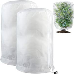 HIQE-FL 2 x Žiemos apsauga augalams, 140 x 200 cm, Žieminis augalų apsaugos krepšys, Žiemos apsauga vazoniniams augalams, Apsauga nuo šalčio, kvėpuojanti, daugkartinio naudojimo augalų apsaugos užvalkalas su raišteliu