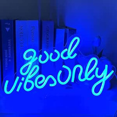 UExnkj-Y Good Only Vibes Neona LED zīme zila LED gaismas zīme Neona burts Neona gaisma USB neona gaismas zīmju LED neona gaisma guļamistabas sienu dekorēšanai bārs kāzu dekoru mīļotājiem dāvana