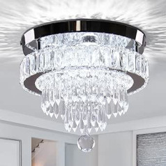 CLAIRDAI Crystal Chandelier LED Crystal Flush Mounting Ceiling Light Modern Crystal Chandelier for Bedroom Dining Room Hallway without Remote Control