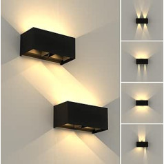 ezmyma Āra sienas apgaismojums LED melns 24 W, 3000 K Silti balta āra gaismas siena āra apgaismojumam Dzīvojamās istabas gaitenis Kāpnes dārzs 2 gab.