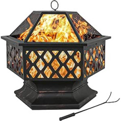 Dawoo Outdoor Firebowl, sešstūra ugunskura grozs, dārza ugunskura bedre