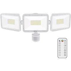 MEIHUA 70W LED Strahler mit Bewegungsmelder Außenstrahler mit Fernbedienung IP66 Wasserdicht LED Flutlicht 6500K Drei-Kopf 180°Verstellbar Sicherheitslicht für Garagen Gärten Innenhöfe