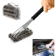 BBQ Grillbürste, 3 Edelstahl Bürsten Profi-Grillbürste 360°Grill Cleaner Brush Perfekt für gewerblichen Einsatz, Outdoor und Camping