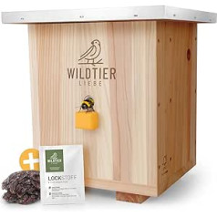 wildtier liebe Large Bumblebee House Natural I Screwed Solid Wood Set - Includes Attractant & Nesting Material I Bumblebee Hotel, Insect Hotel, Bumblebee Box, Bumblebee, Bee House, Bumblebee Nest,