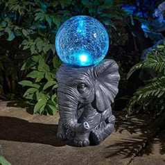 Garden Mile Solar Powered Elephant Ball with Luminous Crinkle Balls Garden Ornament Colour Changing Solar Light Outdoor Light Patio Flower Bed Path Novelty Lamp Crystal Effect Ball Lighting Animal Decoration