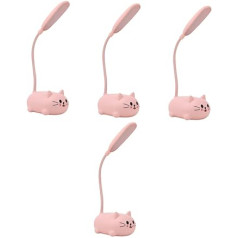 OSALADI Pack of 4 Pink Kitten galda lampa Cat galda lampa Cute Night Light rakstāmgalda aksesuāri meitenēm Galda lampa meitenēm LED lampa plastmasas bērnu USB maza galda lampa