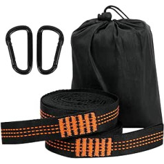 LAMA hamako priedas 2 pakuotės 3 mx 2,5 cm hamako dirželiai maks. 500 kg hamako pakabos komplektas su 2 karabinų kabliukais nešiojimo krepšys hamakui pakabinamos kėdės sūpynės kempingas Žygiai lauke