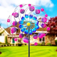 Dkjocky Backyard Whirligigs metāla vērpējs krāsains dārza miets 190 cm augsts vējdzirnavas pagalma dārza pagalma mākslas dekorēšanai pagalmā