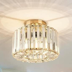 FRIDEKO HOME kristāla griestu lampa zelta krāsā - moderna K9 kristāla lustra metāla apaļa abažūrs E27 ligzda griestu gaisma ēdamistabai viesistaba guļamistaba gaiteņa diametrs 22 cm