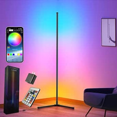 Sotipevs Smart LED grīdas lampa, 153 cm grīdas lampa, regulējama, mūzikas sinhronizācija, DIY režīms, stūra lampa RGB ar tālvadības pulti un lietotni, stāvlampa viesistabai, guļamistaba, spēļu istaba