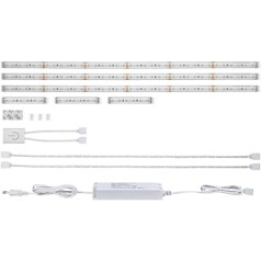 Paulmann 79838 LED Stripe MaxLED 500 komforta komplekts virtuves skārienjutīgs sensors, ieskaitot 3 x 3,1 / 3 x 0,6 vati aptumšojamas sudraba gaismas sloksnes Plastmasas silti balts 2700 K