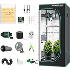 MARS HYDRO TS600 Grow Box pilns komplekts, LED augšanas telts komplekts, LED augšanas gaisma, augšanas lampa, 60 x 60 x 140 cm, iekštelpu audzēšanas komplekts, pilns augšanas telts komplekts ar 10,2 cm ventilatora komplektu