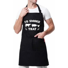 XBPDMWIN Funny Aprons for Men, I'd Smoke That Barbecue BBQ Apron Smoker Gifts for Men, Idst-01, Large, Idst-01