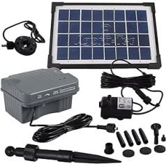 Agora-Tec® 3,5 W-BL apgaismots saules dīķa sūknis 3,5 vati ar akumulatoru un trīskāršu LED gredzenu, maks.: 210 l/h Strūklakas augstums: 0,80 m dārza dīķim vai strūklakai