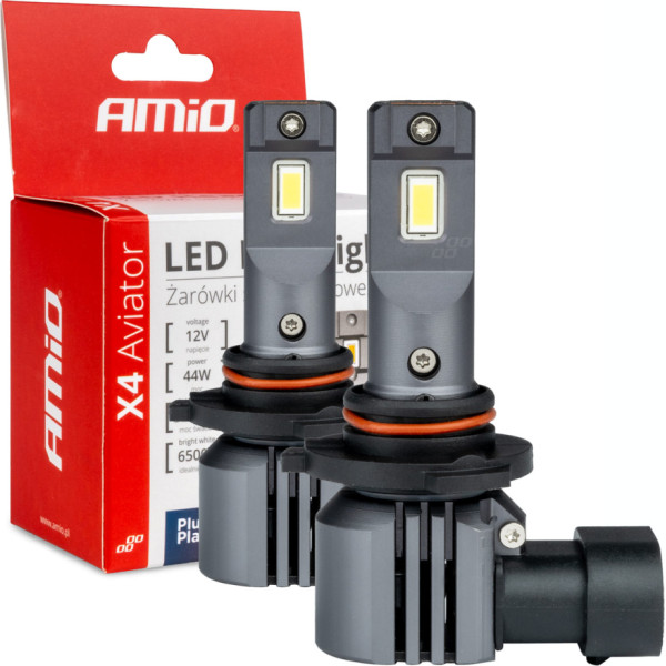 LED auto spuldzes x4 sērijas aviator hb3 6500k canbus amio-03766