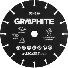 Graphite HM griešanas disks kokam un plastmasai 230 x 22,2 mm