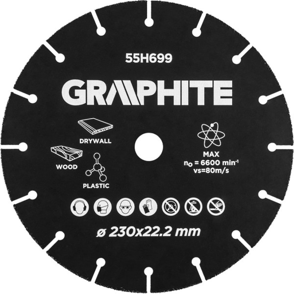 Graphite HM griešanas disks kokam un plastmasai 230 x 22,2 mm