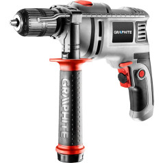 Graphite 650W impact drill, 13 mm self-clamping chuck, speed 0-3000 min, suitcase + 10 drills