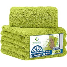 Towelogy® Microfibre Cleaning Cloths All-Purpose 40 x 40 cm (16 x 16 Inch) Pack of 2 - Seamless Edges Scratch-Free & Lint-Free (Lime, 4)