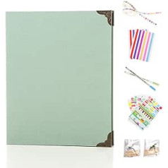 DIY Photo Album, 60 Black Pages, Craft Paper, Creative Hand-Glued, Self-Adhesive Scrapbook, Photo Album with 2 Metallic Pens, Colour Stickers, DIY Photo Book, Gift for Family (Green)